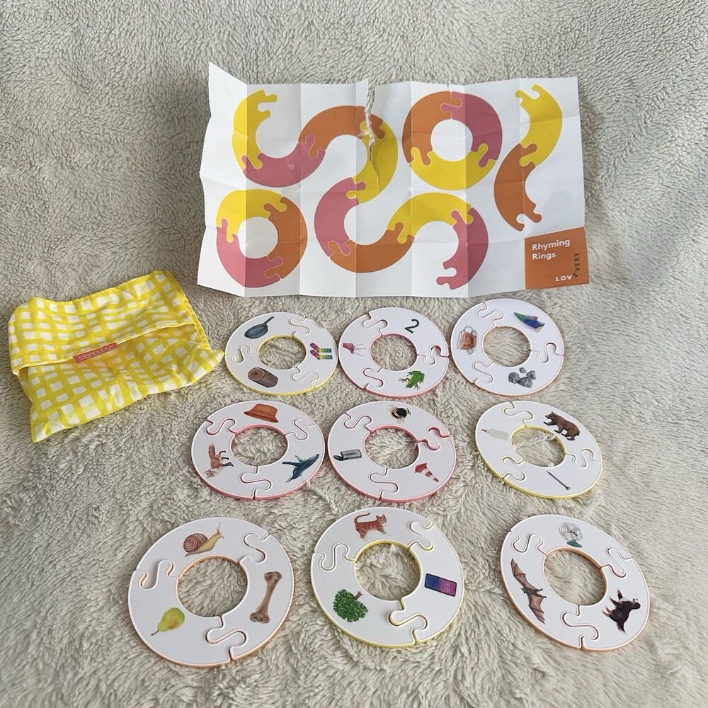 Lovevery Rhyming Rings Complete Learning Toy Set With Storage Pouch